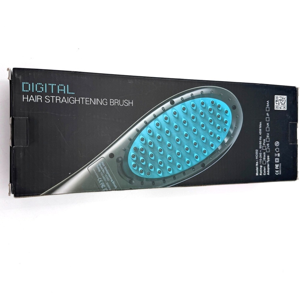 APALUS NEW Black Blue Digital Hair Straightening Brush Ceramic Heat Styling Tool